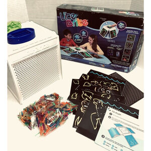 Lite Brite Four Share Cube Some Pattern Sheets Working Battery Operated Pegs EUC